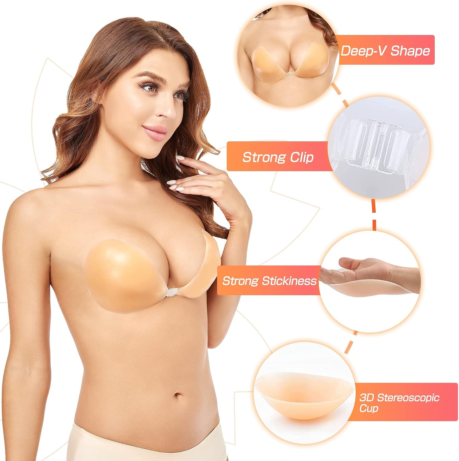 Push-Up Wire-Free Solid Silico - đánh giá và giá Strapless Bra Adhesive