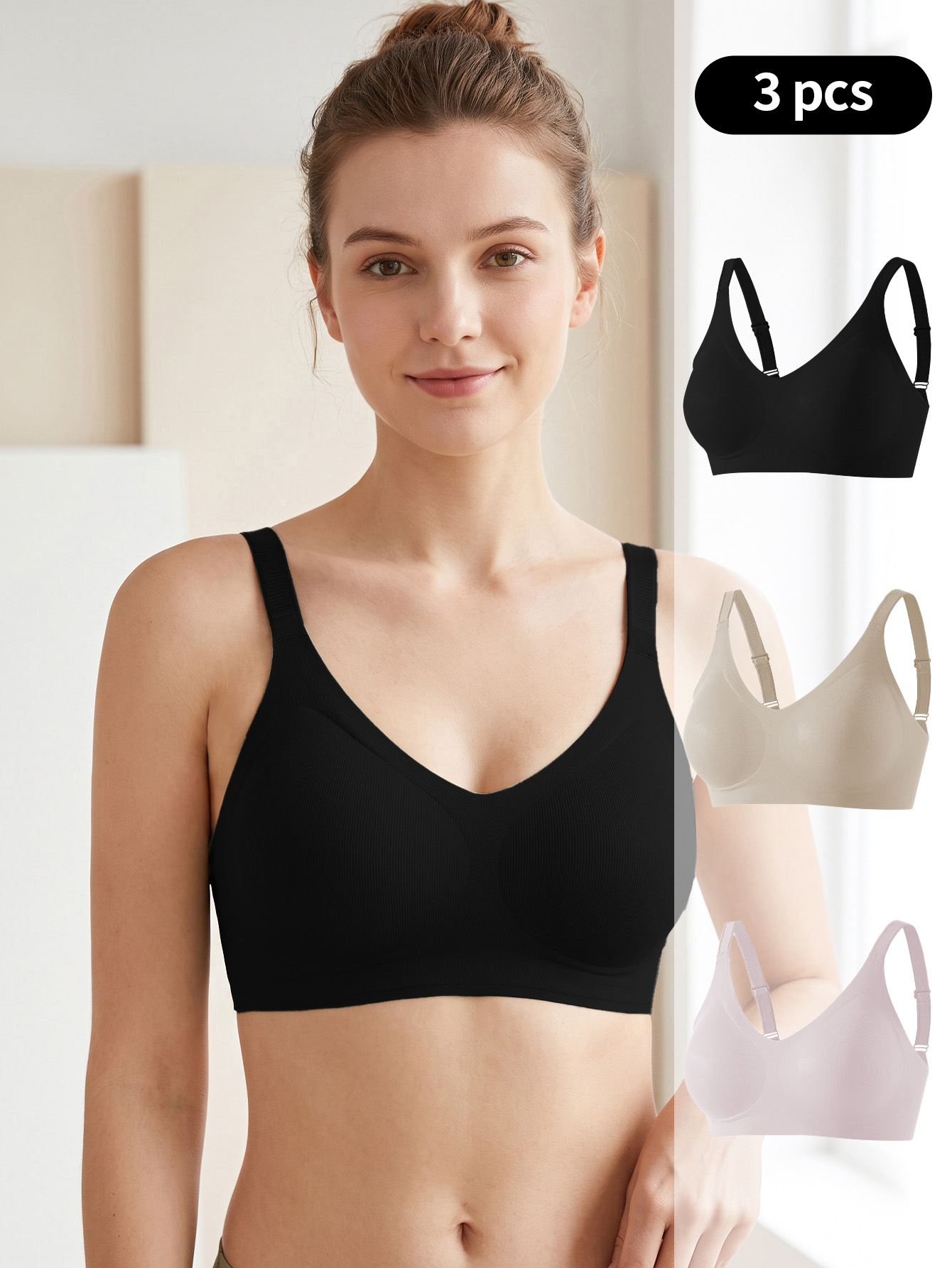3PCS Set Women Seamless Knit W - đánh giá và giá Wirefree Bra Comfort